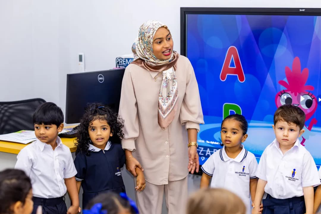 Teacher with students